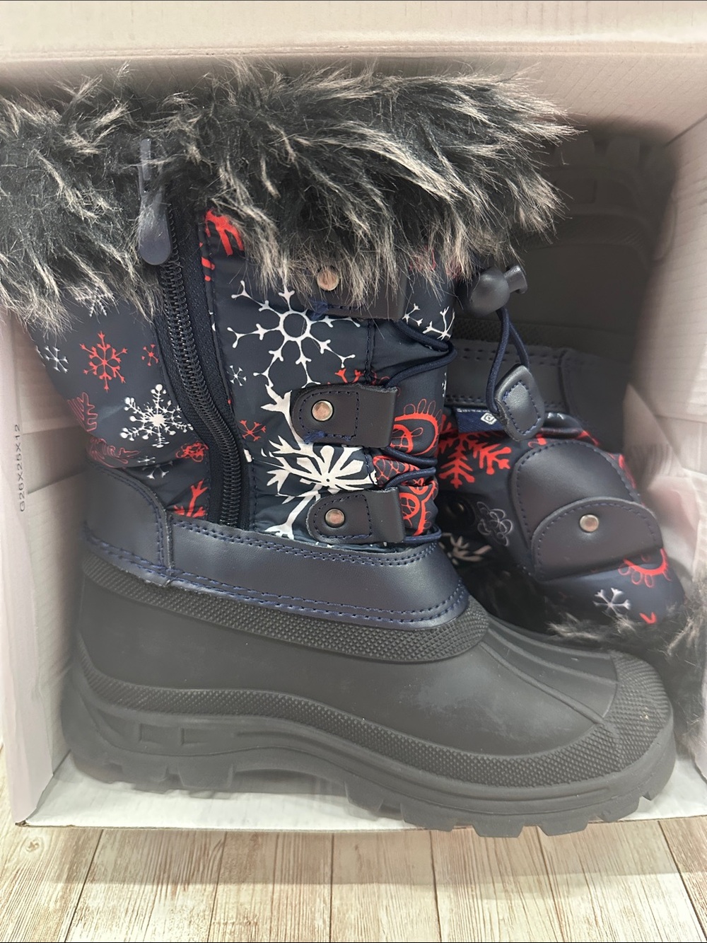 Kids Navy Snow Boots size 1 Dreampairs
